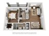 A2 3D Floor Plan One-Bedroom Floor Plan A2 | Avenues at Creekside Apartments